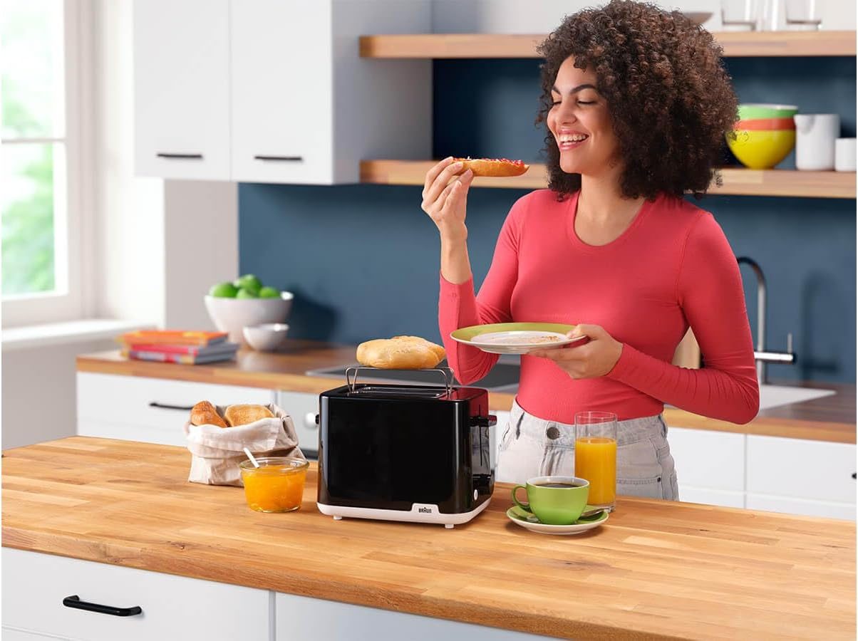 Braun Breakfast1 HT1010BK, Toasters 2 Slice, 8 Browning Levels, Removable Crumb Tray, Bread Lift, Integrated Bun Warmer, 900 W, Black - Black image number 5