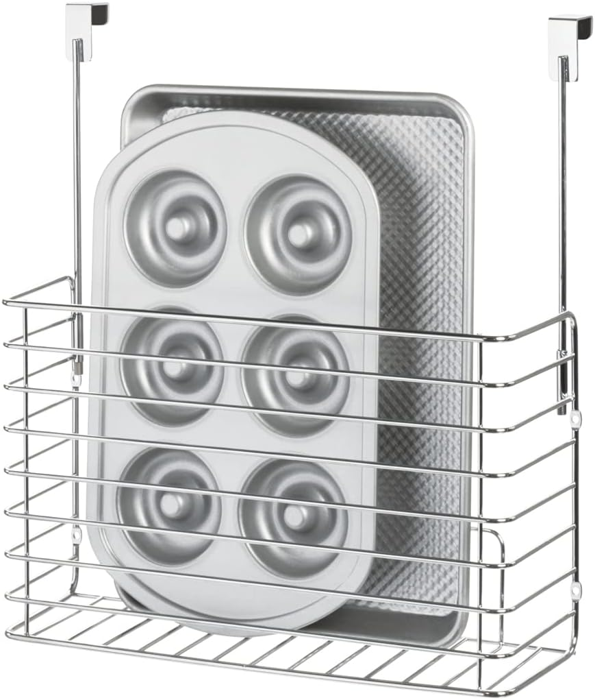 Interdesign Classico over the Cabinet Kitchen Bakeware Organizer Basket for Cutting Boards, Baking Sheets/Pans - Chrome