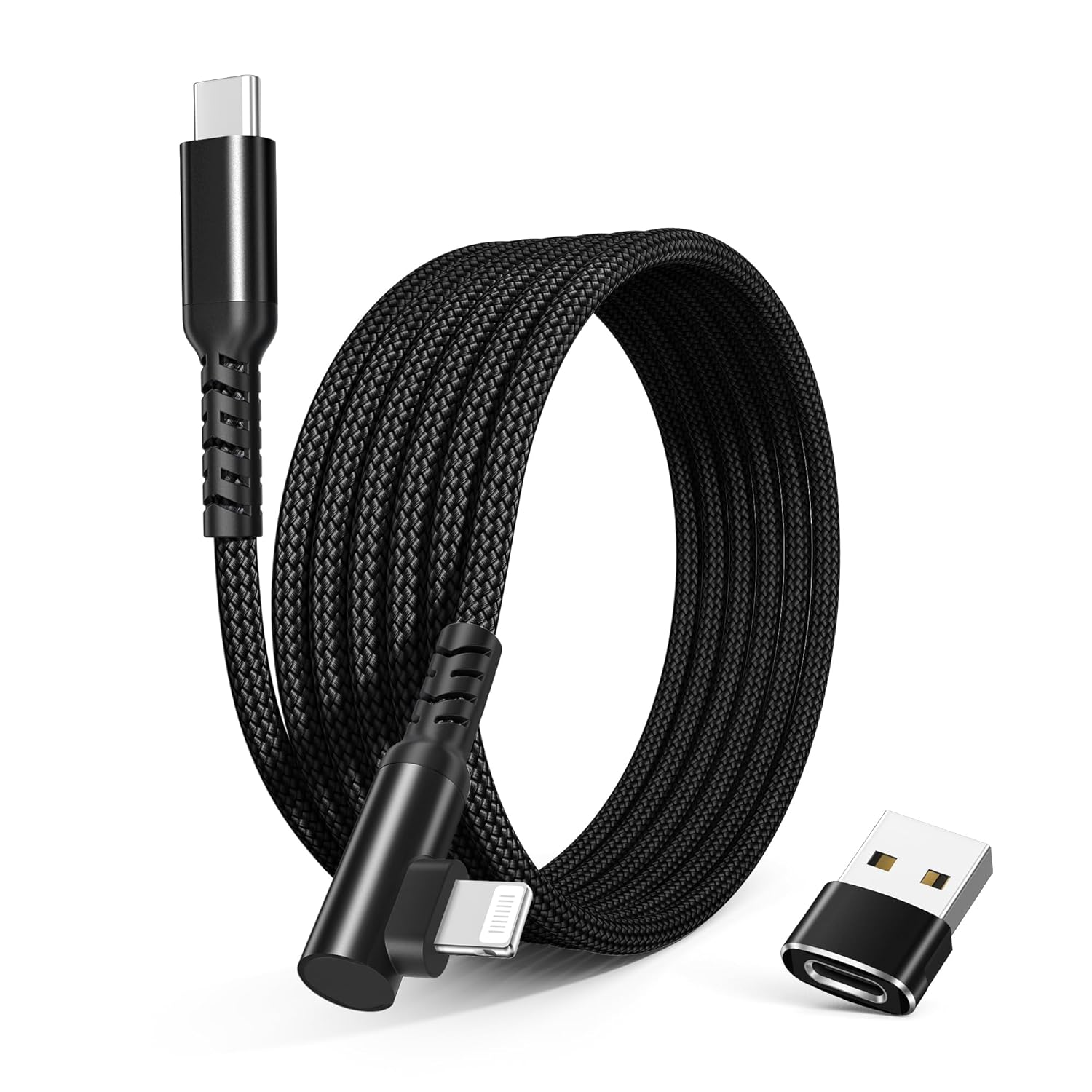 Basesailor for Iphone 14 13 Charger Cable Right Angle 2M,90 Degree USB C to Lightning Cord with USB a Adapter Fast Charging Power Cord for Apple Iphone 12 11 Pro Max plus XS XR X 8 7 6 plus Se,Ipad 9