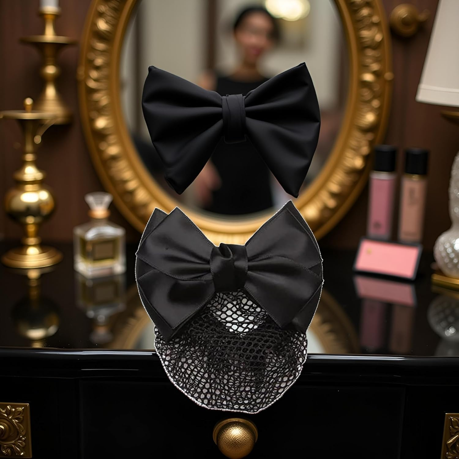 Bowknot Hair Bun Clips, Bowknot Hair Net Clips, Snoods Bun Cover Hair Clip Occupational Fixator for Dancing, Work, Class and Daily Use image number 5