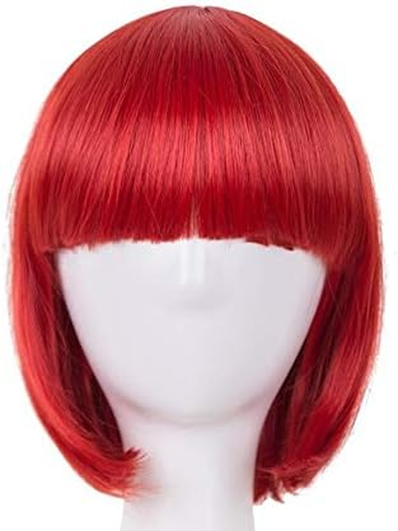 Short Straight Bob Hair Wigs 10" Natural Black Synthetic Party Costume Wig