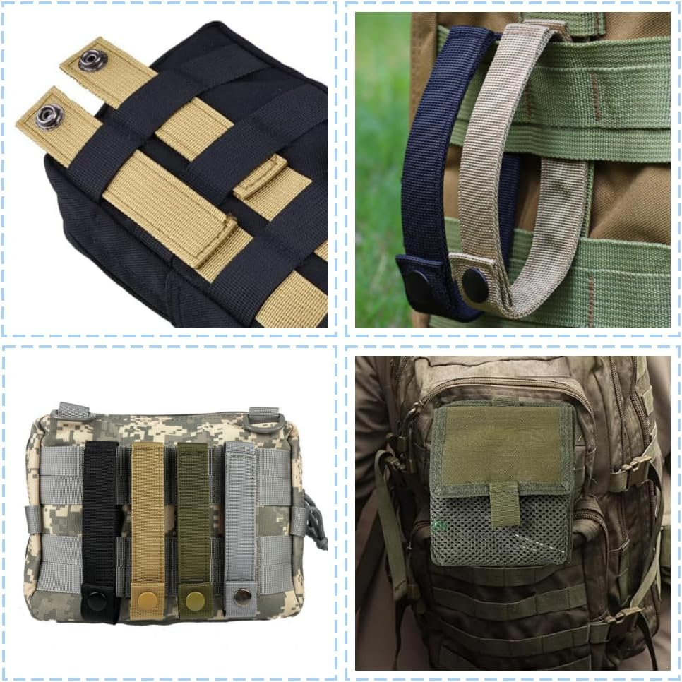 GYWHOOFT 4 Pack Tactical Webbing Straps,For Attachment Strap Heavy-Duty Snap Elastic Strap Buckle Fastener Panel Connectors Hiking Backpack Accessories for Backpacking, Camping, Hiking
