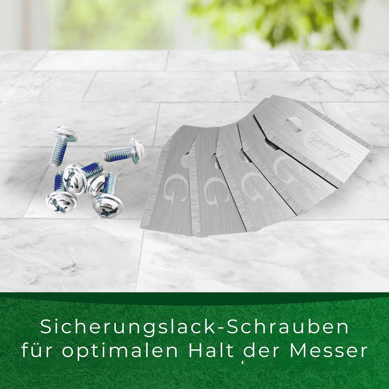 G Greengrass Tools Replacement Blade Compatible with Ecovacs Goat Robotic Lawnmower Blades - Longlife Stainless Steel [Shatterproof DIN EN 50636 Tested], Piece: 24 image number 5