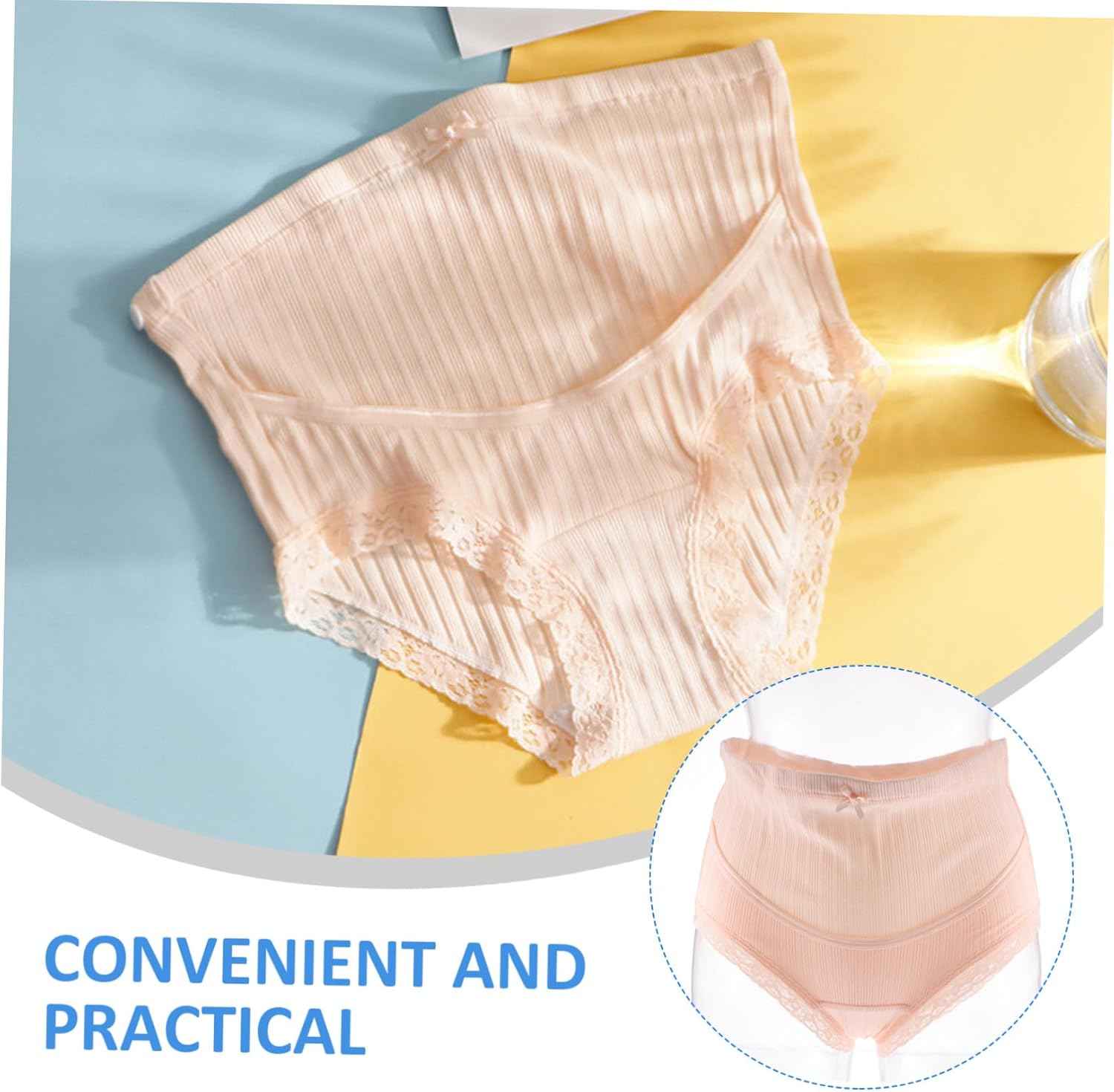 3Pcs Maternity High Waist Cotton Underwear for Pregnant Women Adjustable Elastic Briefs Soft Breathable Panties in Light Grey Honey image number 4