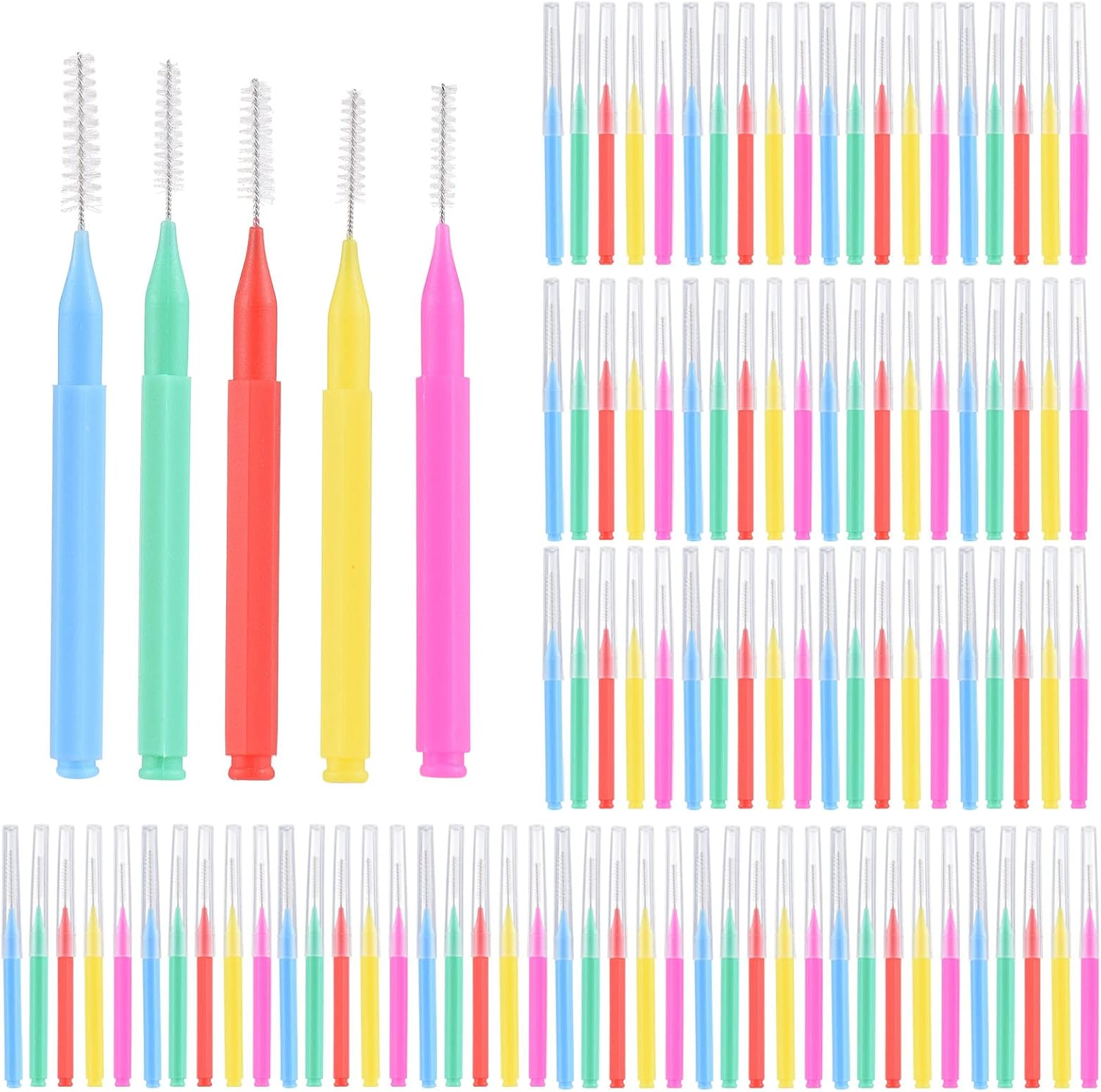 100 Pieces Interdental Brushes Dental Floss Toothpick Orthodontic Braces Brush Tooth Cleaning Tool Oral Care Multicolor 5 Colors image number 2