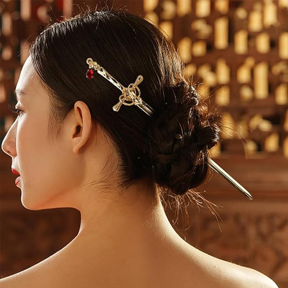 4Pcs Ancient Style Sword Hairpin Hair Chopstick Hair Bun Accessories Women Hair Stick Formal Hair Accessories for Women Hair Bun Stick Hair Accessories for Bun Hair Stick Women Girl Gifts