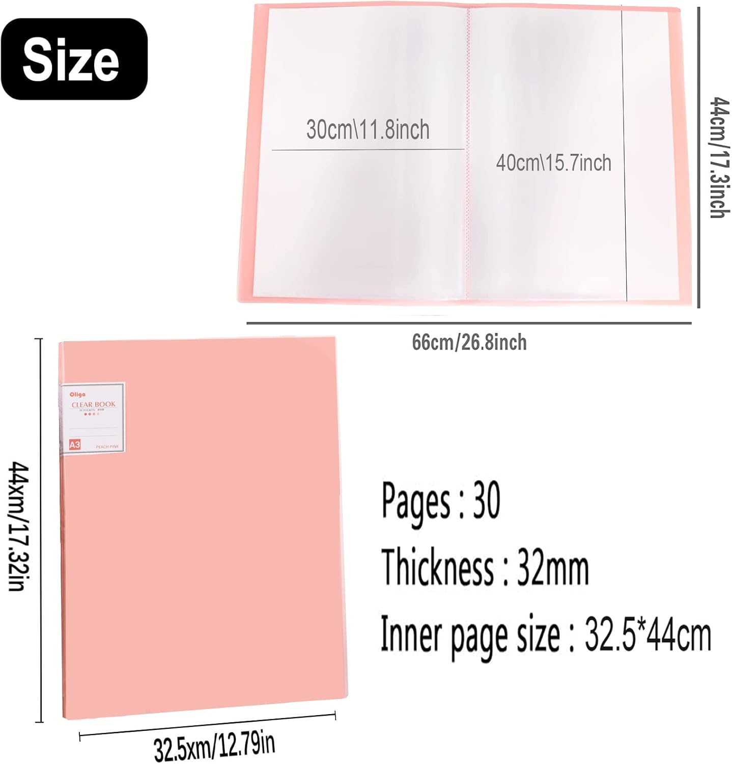 2Pcs A3 Diamond Art Painting Storage Book, Diamond Art Portfolio Folder with 30 Pags Clear Pocket Slevees Protectors, A3 Storage Book with Handle,Large Artwork Report Sheet Letter Poster Storage Bag - Blue image number 6