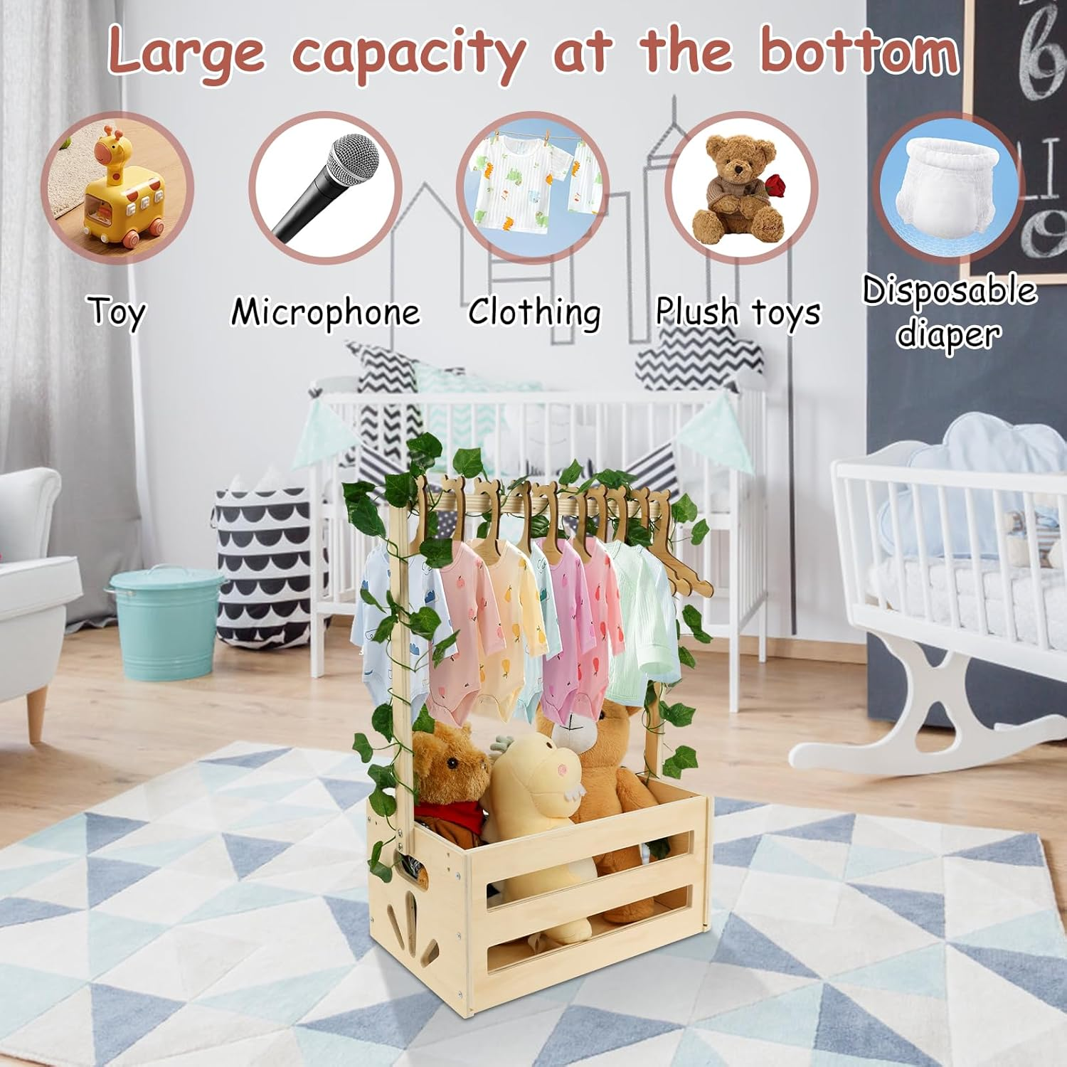 Wood Baby Crate Closet Kit Sturdy Neonate Storage Crate Easy to Install Baby Wood Box Storage Solid Versatile Newborn Boy Girl Welcome Basket for New Present image number 2