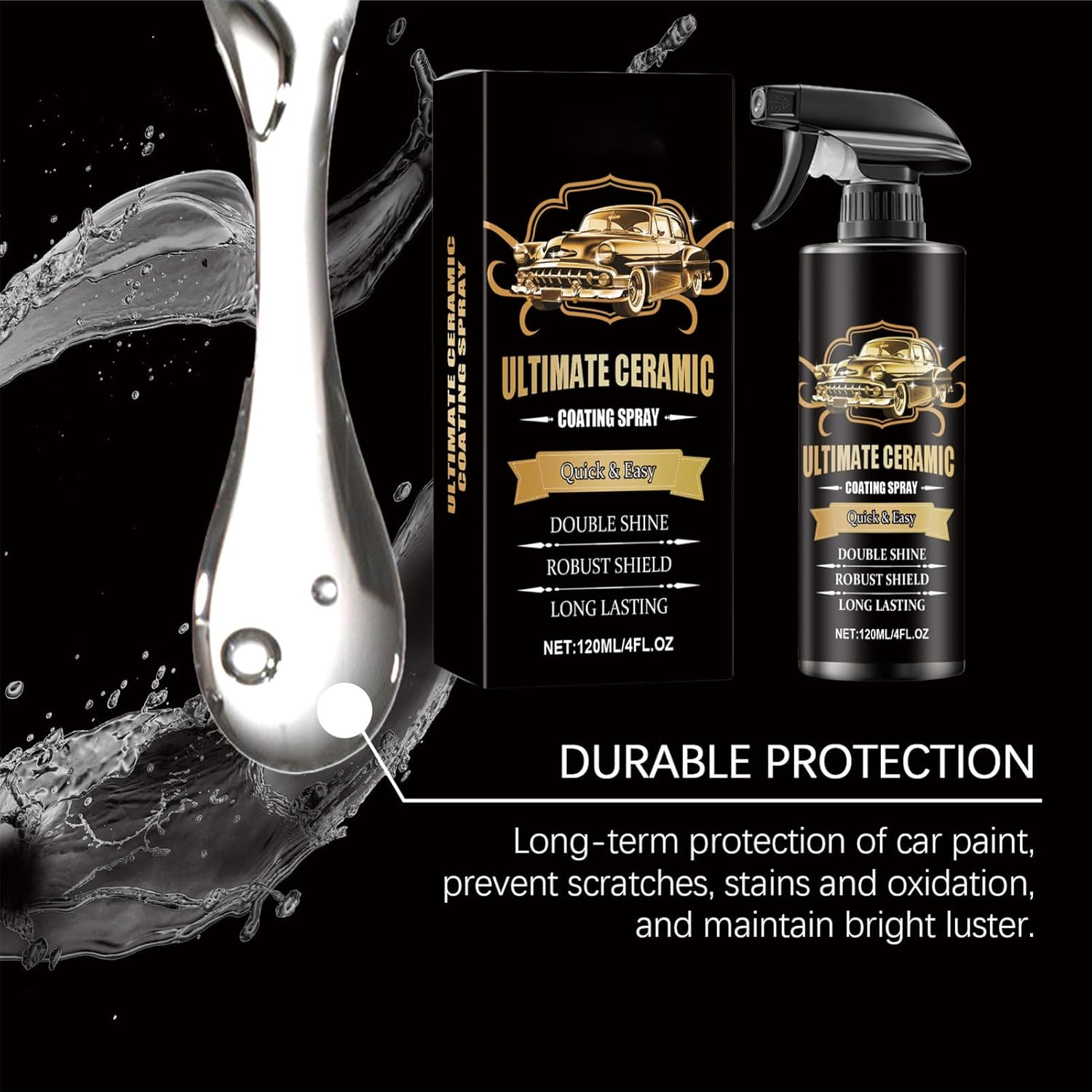 Spray Coating Agent | 120Ml Car Ceramic Coating Spray - Automotive Polish, Scratch Removers & Waxes for Truck Headlight Trim RV Marine Windshield Motorcycle image number 2