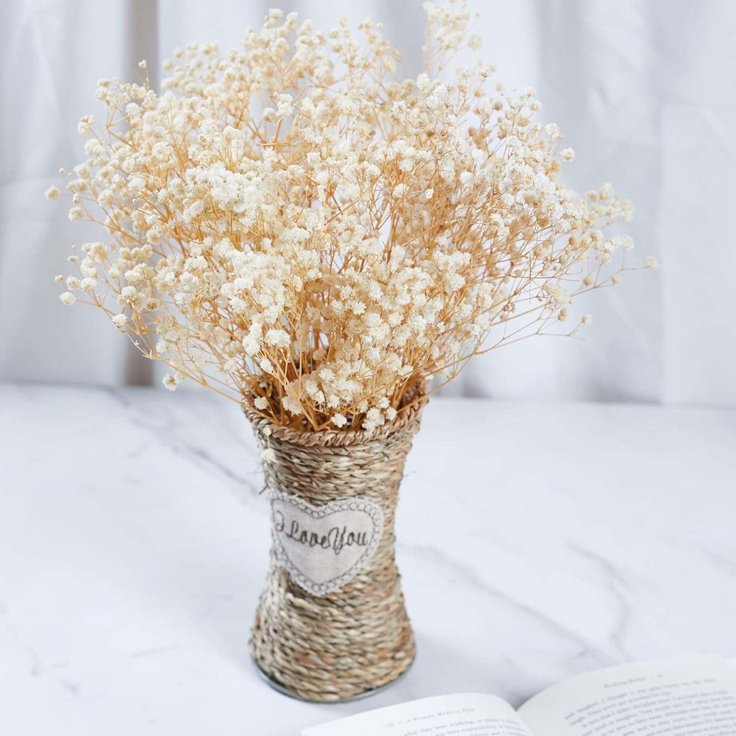 Preserved Baby'S Breath 3 Bunches, 100% Natrual Fresh Gypsophila Long Lasting Flowers for Vase Arrangements Home Decoration Photo Props Parties and Weddings, DIY D&eacute;cor-White - Blue image number 5
