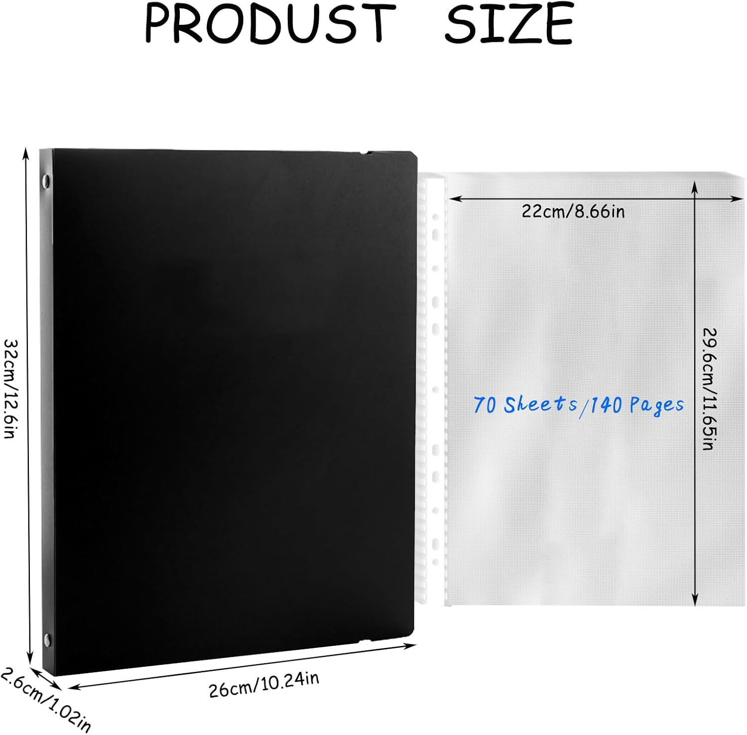 70 Pockets Portfolio Binder with Plastic Sleeves, Presentation Book Display 140 Pages File Folder for Artwork, Sheet Music, Document, Diamond Painting