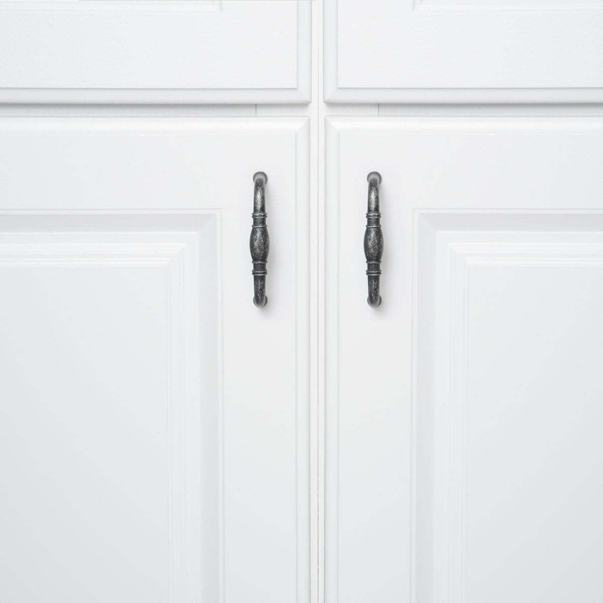 Amazon Basics Traditional Cabinet Handle, 3.71-Inch Length (3-Inch Hole Center), Antique Silver, 10-Pack