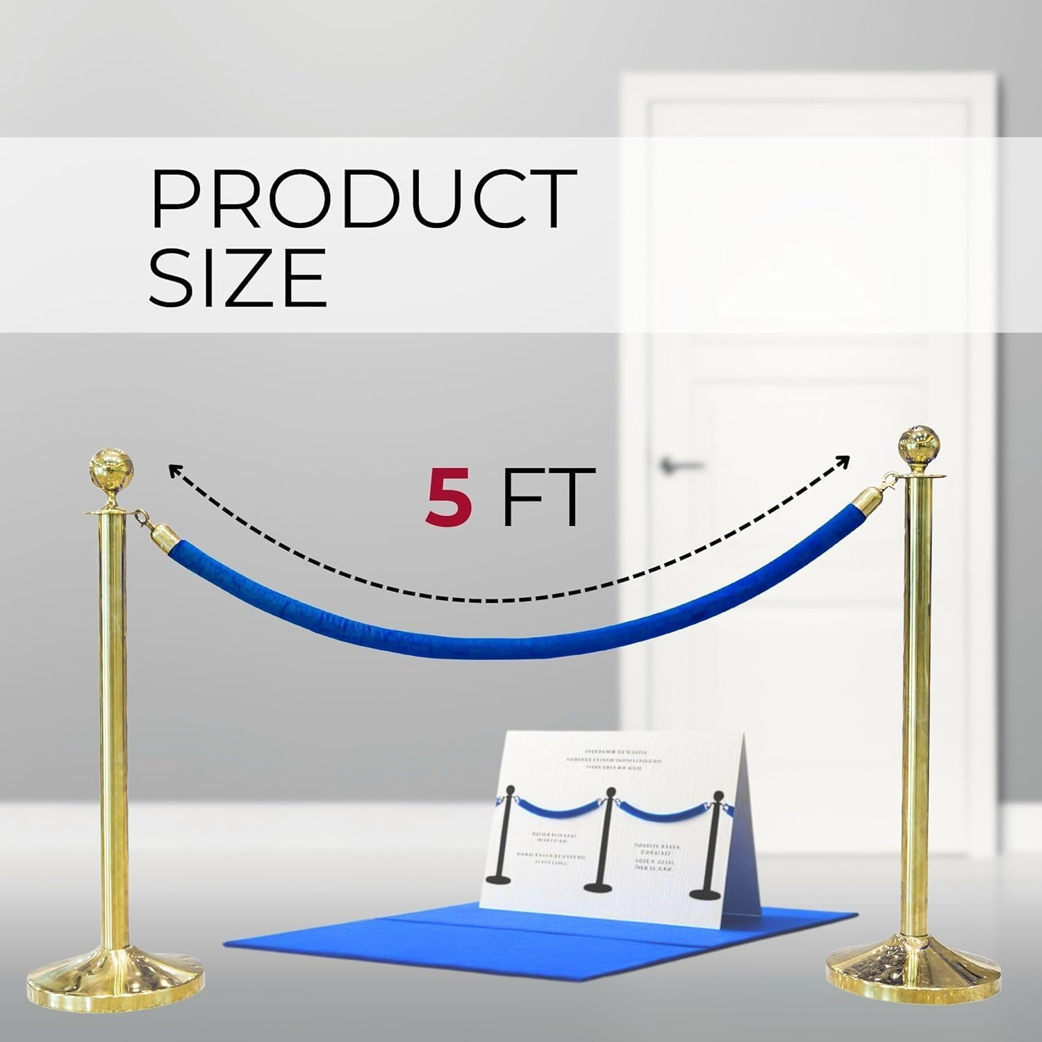 2PCS Blue Velvet Rope 5FT &ndash; Thick Barrier Cord for Red Carpet Stanchions Velvet Rope Barrier Poles and VIP Ropes Events Luxury Look for Ceremonial Event Entrances