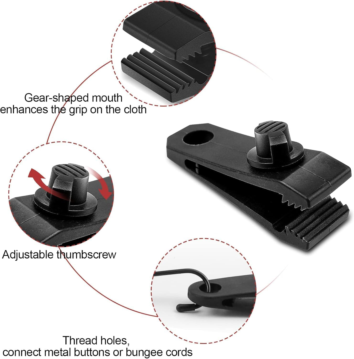 Heavy Duty Tarp Clips - 10 Pack Lock Grip Clamps for Awnings, Outdoor Camping, Canopy, Car Cover, Pool Cover - Windproof 60Mph Strong Wind Resistant Tarpaulin Fasteners image number 2