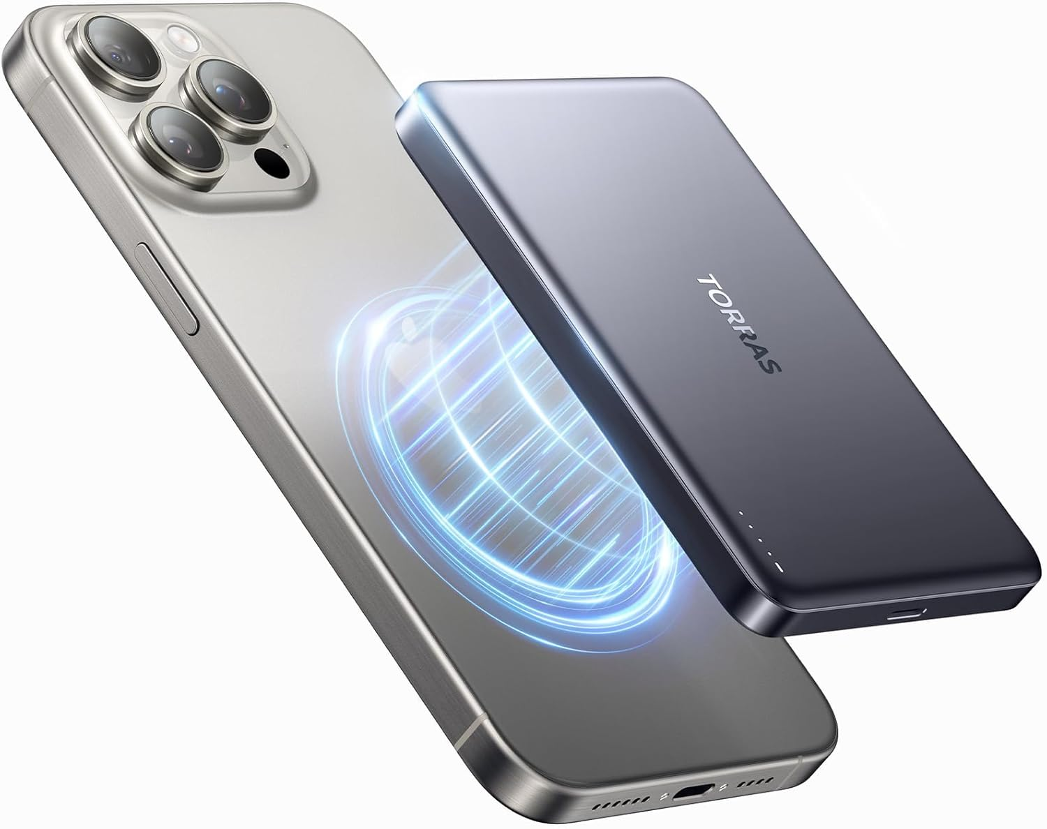 TORRAS Minimag Power Bank,Ultra-Slim 10,000Mah Magnetic Wireless Portable Charger, 22.5W Fast Charging Battery Pack with USB-C Cable Designed for Iphone 17 Pro Max/17 Pro/16/15/14/13/12, Glacier Gray image number 6