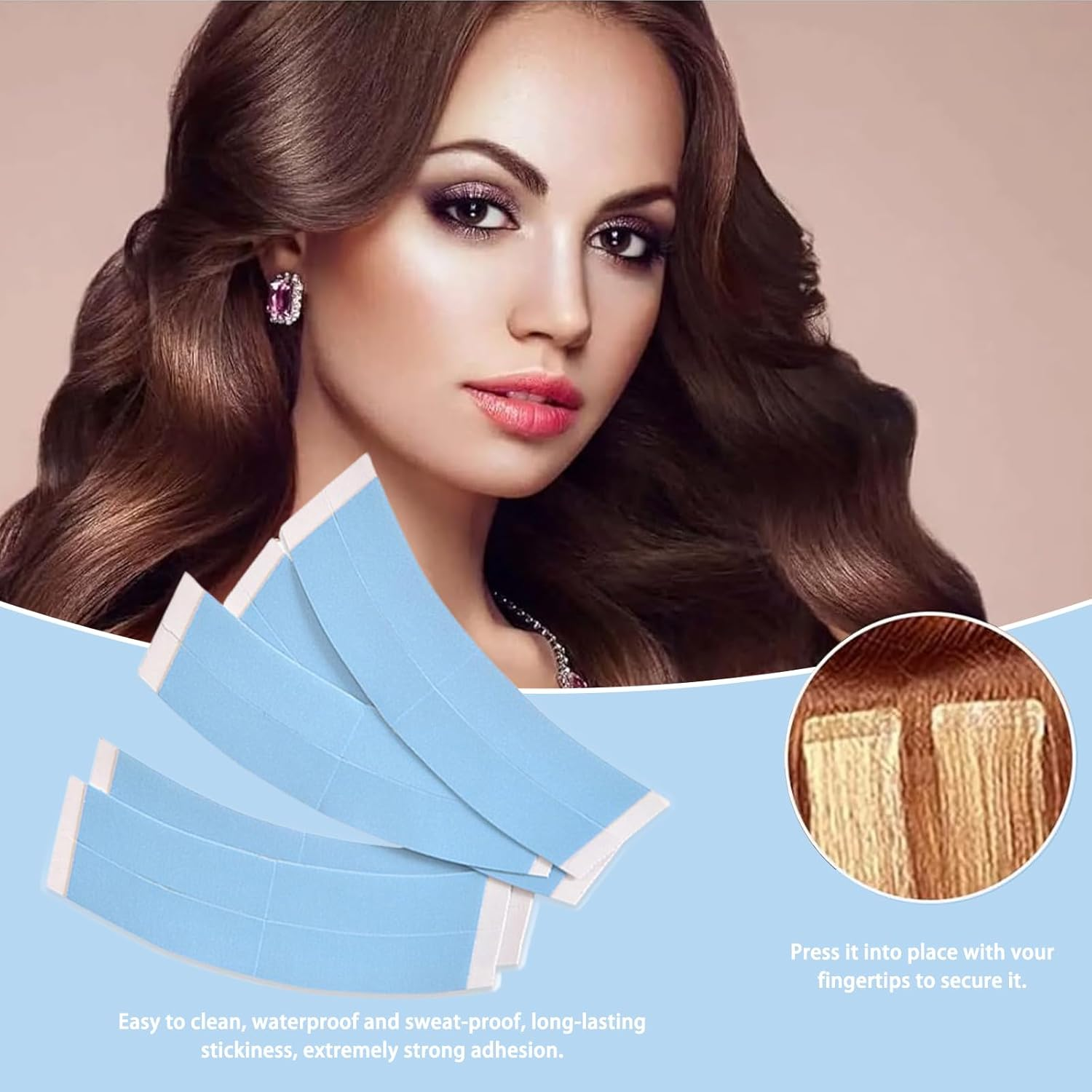 CTOUUGRS 240 Pieces Hair Extension Tape Tabs Double Sided Adhesive Tape for Hair Extensions Professional Strong No-Residue Bonding 4Cm X 0.8Cm