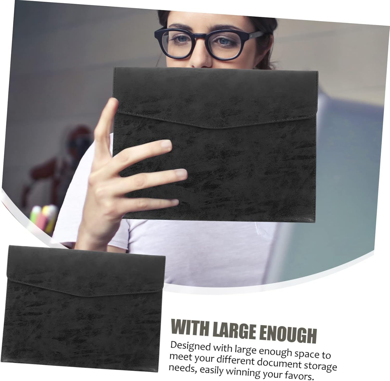 Pu File Folder A4 Business Document Organizer Large Capacity Pu Document Holder Snap Closure Office Supply File Organizer for Work and School image number 1