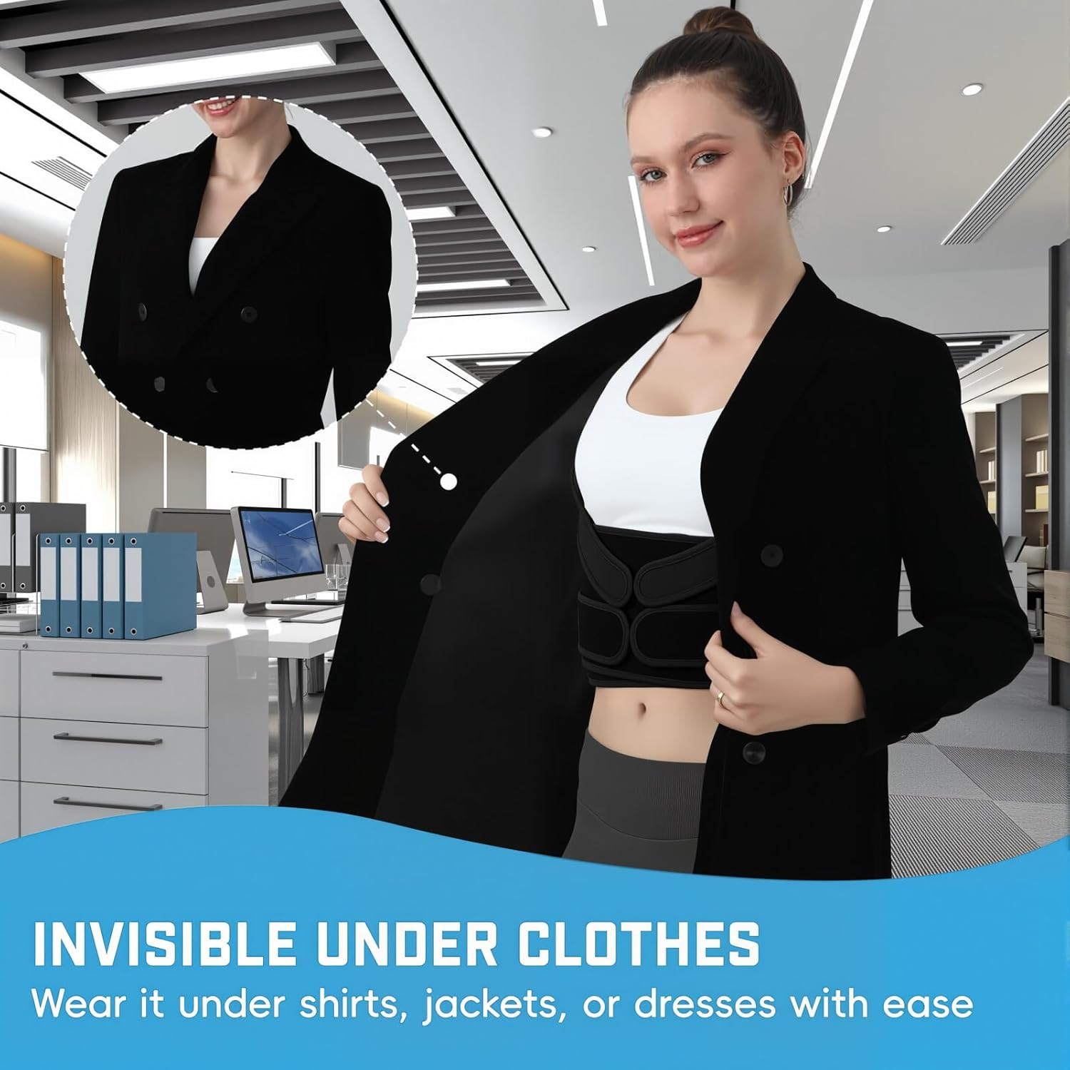 Back Brace Posture Corrector - Support for Women & Men, Adjustable Belt for Posture Correction for Neck Shoulder & Upper Back Pain Relief, Improve Posture Correct Hunchback Slouching (L) image number 5