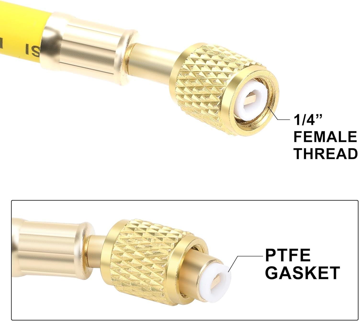 AC Refrigerant Hose, 60 Inch HVAC Charging Hose with 1/4&rdquo; SAE Flare, 800 PSI Working Pressure for Air Condition System image number 3