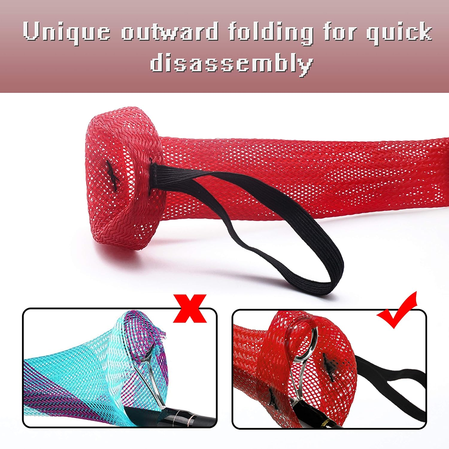 Beetwo Fishing Rod Cover, 4 Pack Rod Sleeve Sock Pole Glove Protector with Lanyard for Fly, Spinning, Casting, Sea Fishing - Orange*1, Gray*1, Gray  Orange*1, Multicolor*1 image number 7