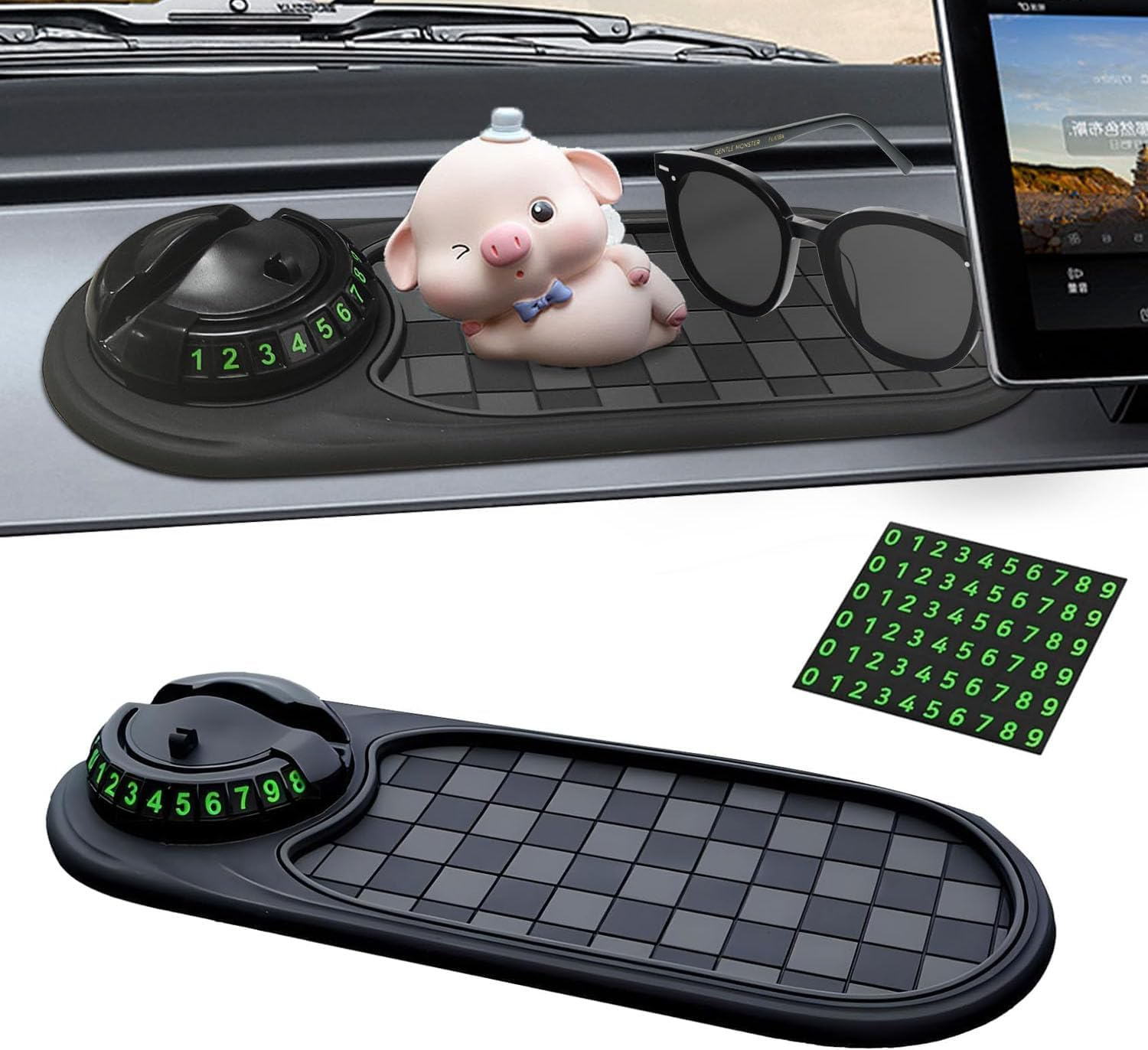 4-In-1 Multifunction Car Anti-Slip Mat with 360&deg; Rotatable Phone Holder, Hidden Parking Number, Dashboard Pad for Sunglasses, Keys, Coins, Gadgets image number 4