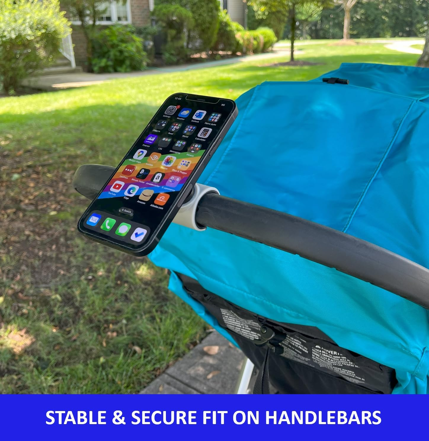 Magnetic Phone Holder for Stroller, Stationary Bike (Compatible with Peloton), Shopping Cart. Compatible with Magsafe. Stable & Secure. image number 3