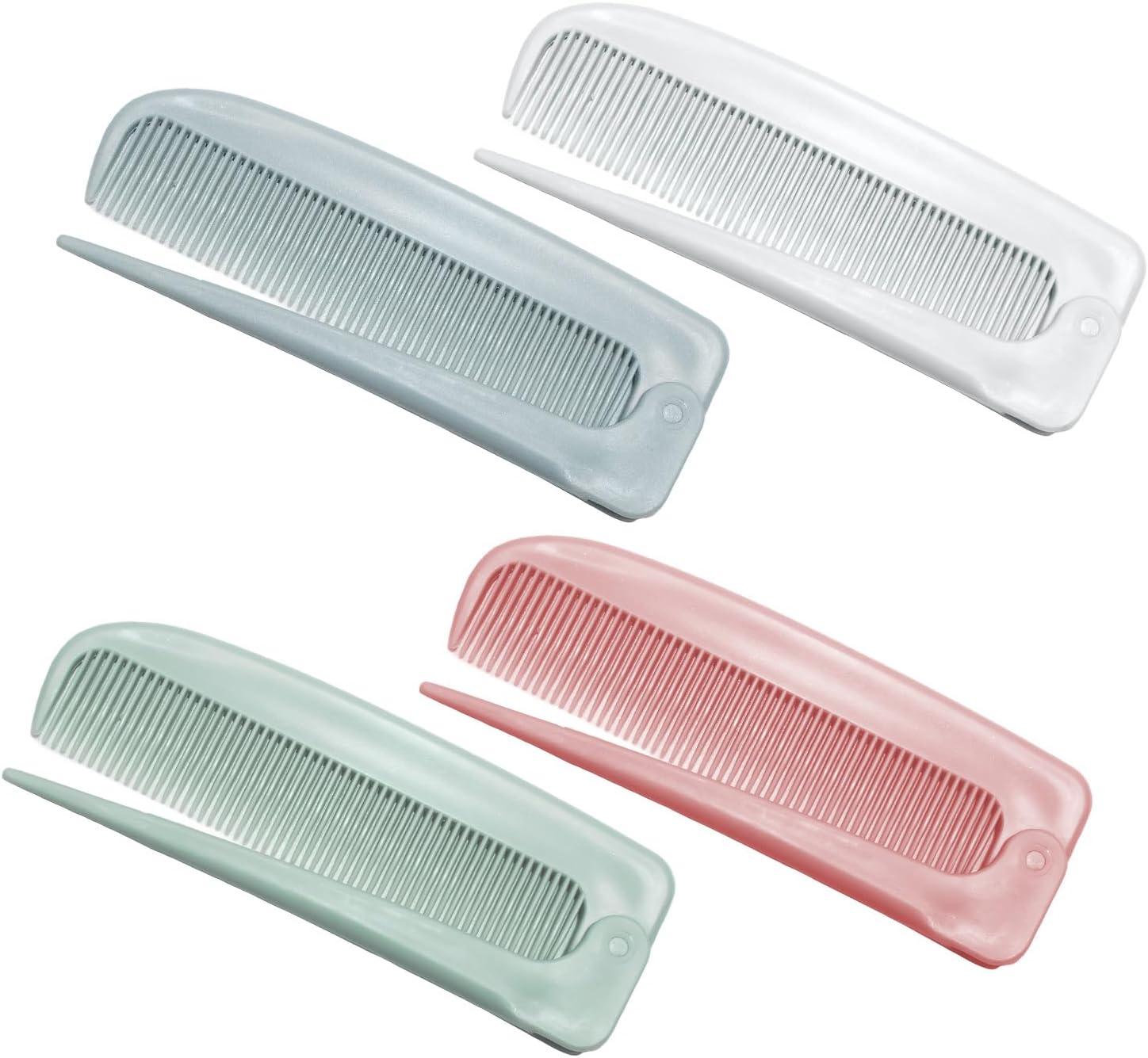 2 Pack Hair Parting Combs, Hair Styling Beauty Tools, Rat Tail Combs, Foldable Comb for Travel, Stylist (White,Pink)