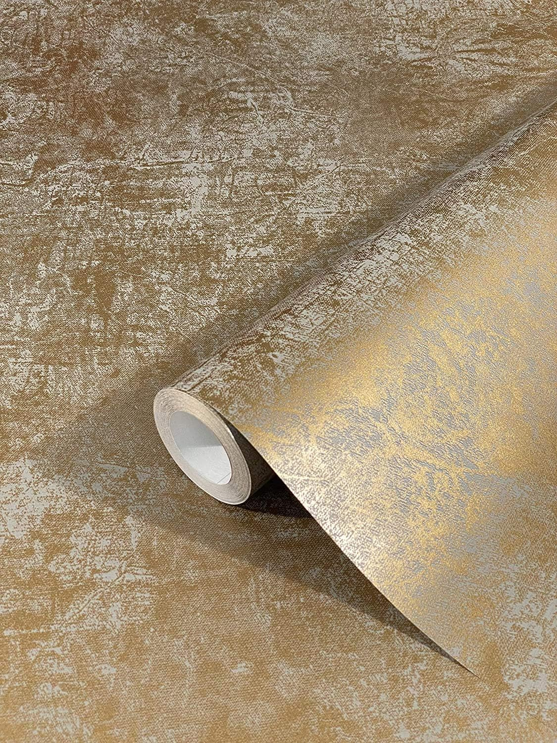 Marburg Tapete Gold Uni Modern Vliestapete Metallic Industrial F&uuml;r Schlafzimmer Wohnzimmer Oder K&uuml;che 10.05M X 0.53M Made in Germany