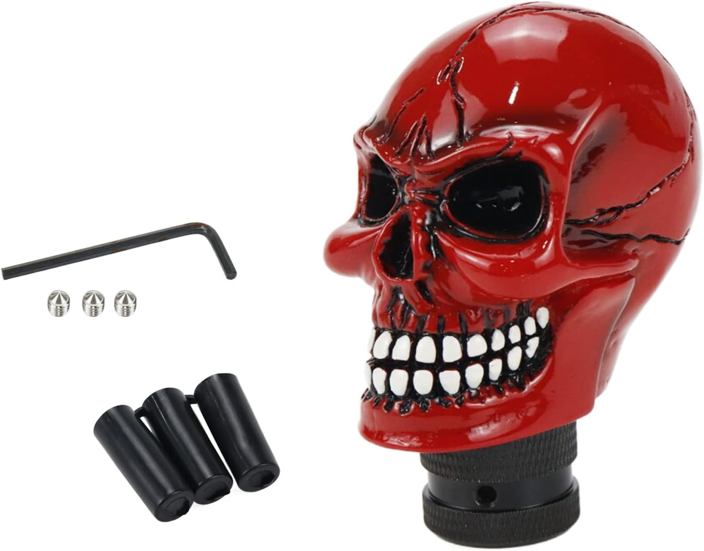 Modengzhe Resin Cap Skull Shpae Universal Type Gear Shift Knob Replacement Decor for Car Interior Modification (Red Cap)
