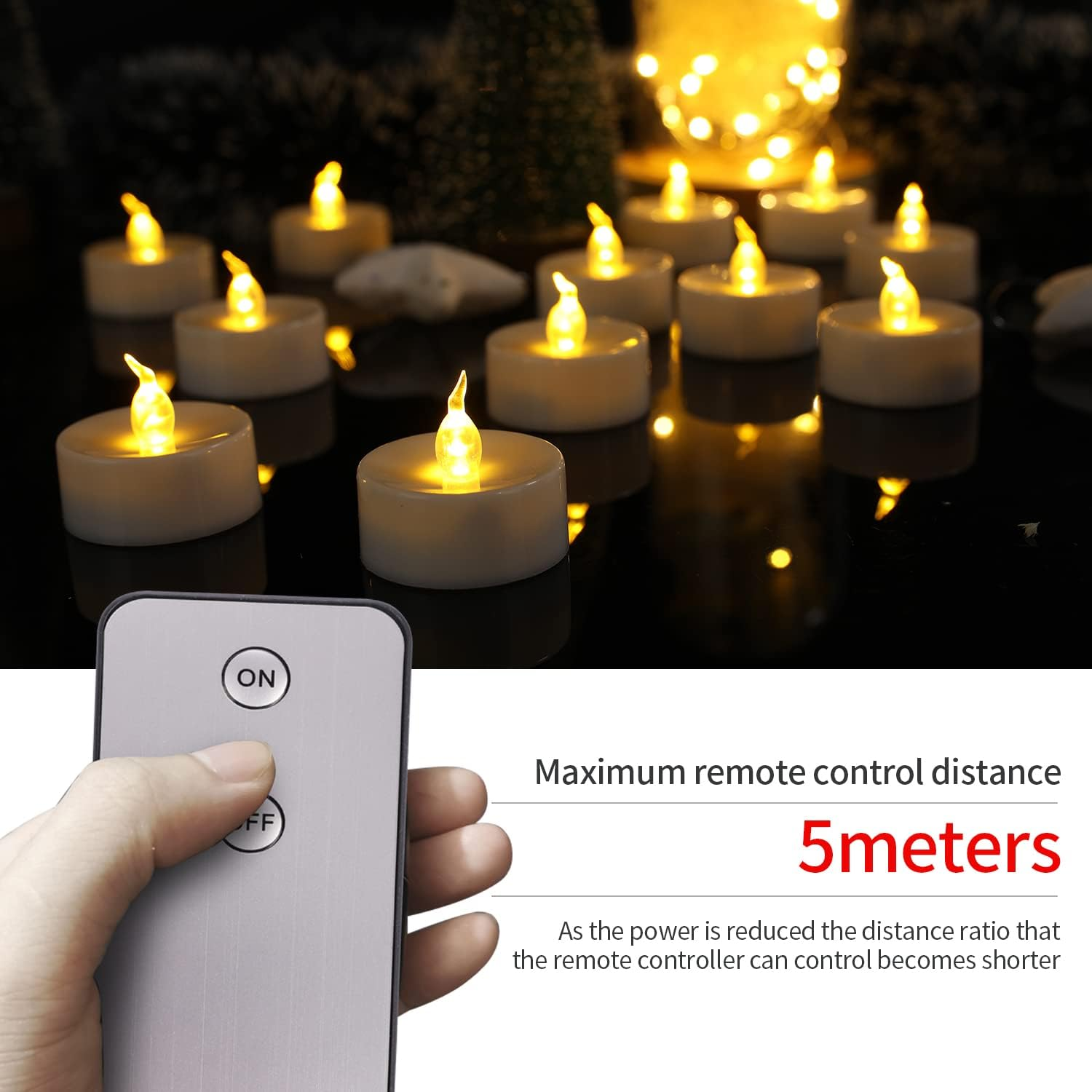 Actpe LED Tea Light, Flameless Flickering Tealight with Remote Control, Long Lasting Battery Operated LED Tealights Candle for Seasonal & Festival Celebration Pack of 12 image number 3