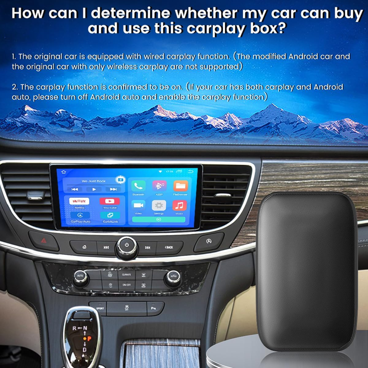Wireless Carplay Adapter, Wireless Carplay Android Auto AI Box with Netflix-Youtube Multimedia Video Player, Mirroring Wireless Dongle Adapter Suitable for Factory Cars with Wired Carplay image number 2