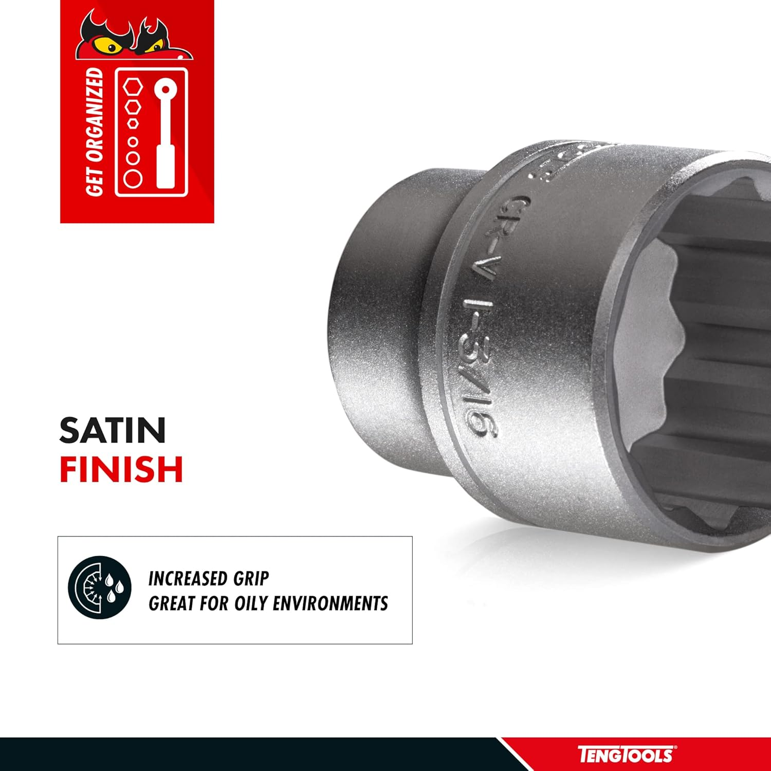 Teng Tools 16Mm 1/2 Inch Drive 12 Point Regular/Shallow Metric Socket - M120516-C image number 3