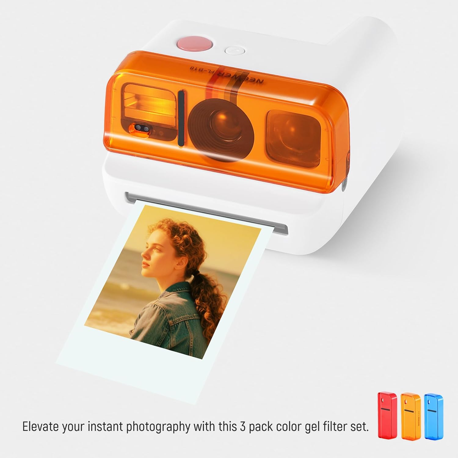 NEEWER Lens Filter Set Compatible with Polaroid Go Camera, 3 Pack Snap on Color Gel Filter Accessories Kit (Red, Blue, Orange) for Creative Photography, FL-B18 image number 2