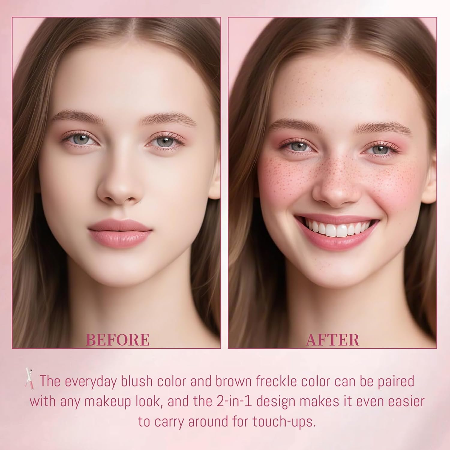 YBUETE 2 in 1 Liquid Freckle Blush Pen, Natural Lifelike Fake Freckles, Lightweight Matte Liquid Cheek Blush Makeup Pen, Long Lasting Waterproof Natural Sun-Kissed Face Makeup for Women#01 - 01 image number 6