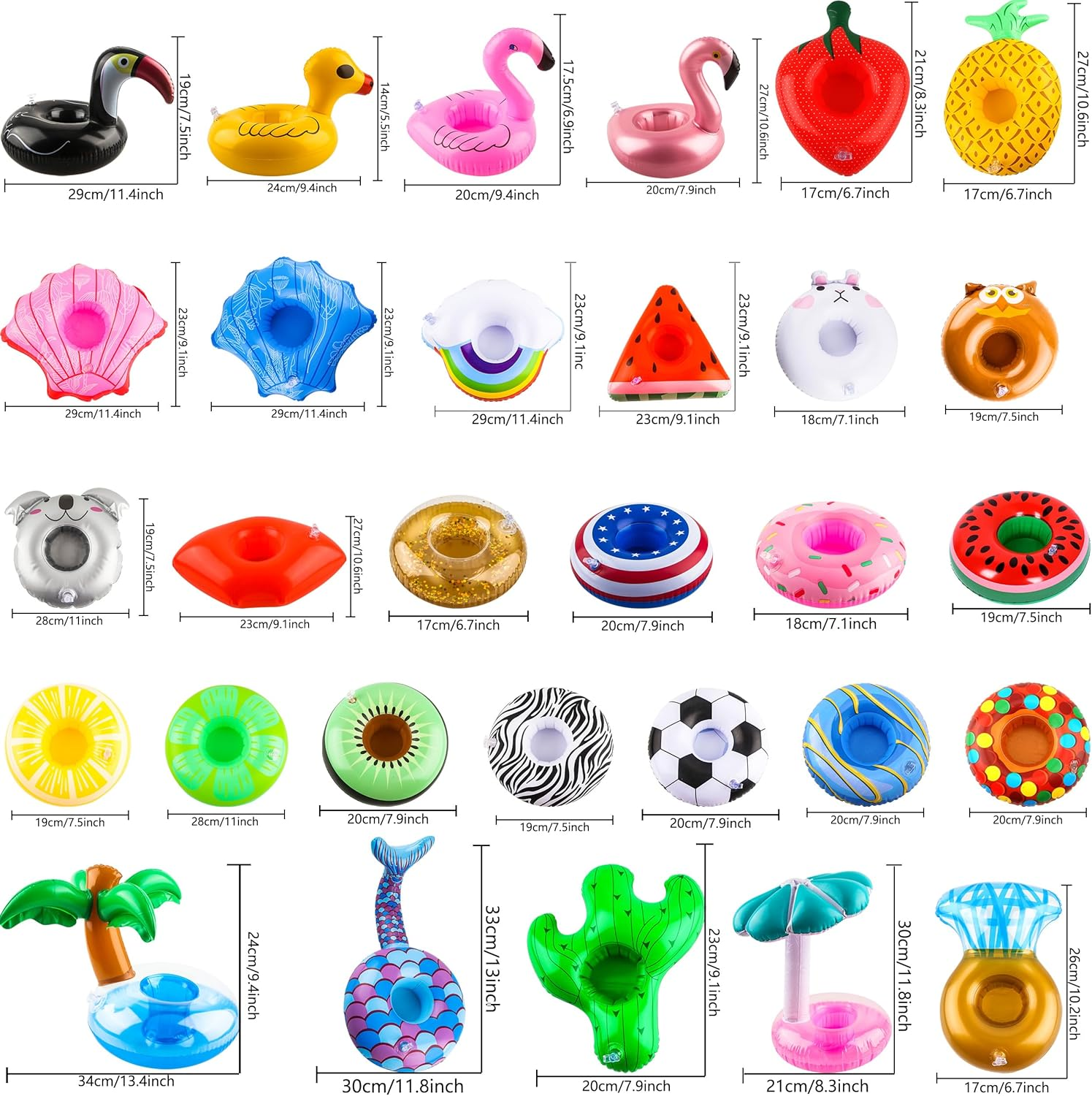 30 Pack Inflatable Drink Holders Pool Cup Coasters Drinking Cup Holder Float with Air Pump for Swimming Pool Beach Holiday Party Favors image number 2