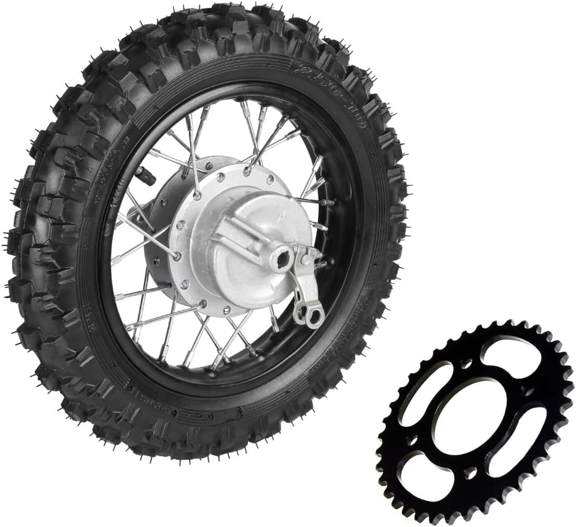 2.50-10 10" Inch Rear Back Drum Brake Wheel Tyre Tire and Rim 1.4 X 10 with 12Mm Bearing &420 Sprocket Pit Dirt Bike for Honda CRF50 Yamaha TTR50 PW50 image number 2