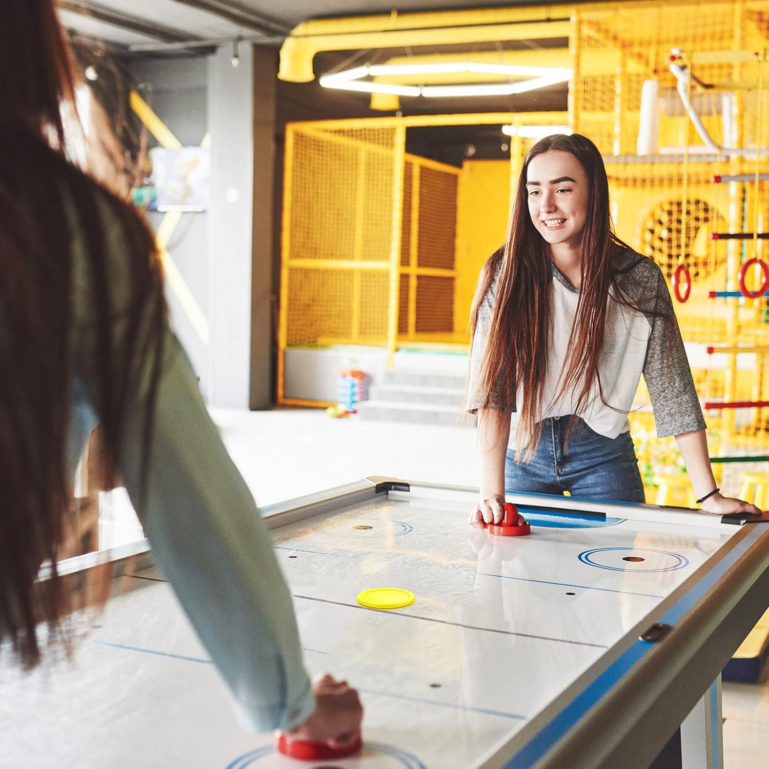 Skylety 16 Pieces Home Hockey Pucks 2.5 Inch Red Replacement round Hockey Pucks Multicolors for Game Tables Equipment Accessories