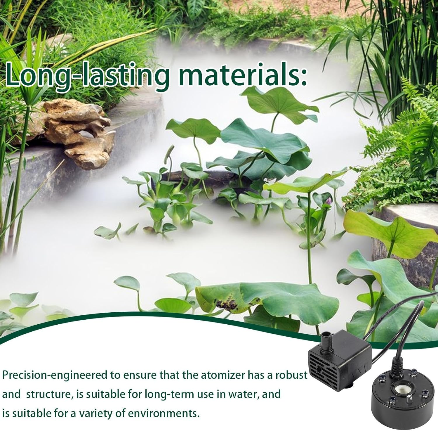 Ultrasonic Mist Maker, Fog Machine Atomizer Fogger, Ultrasonic Fogger with LED Lights, Pond Fog Mister Mist Machine for Water Fountain Pond Aquarium image number 1