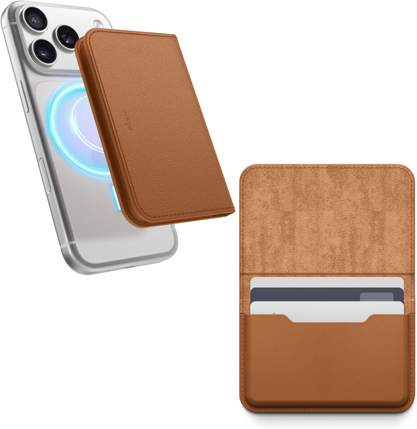 Elago Magnetic Vegan Leather Wallet Card Holder 4-Cards Compatible with Magsafe for Iphone 17/16/15/14/13/12 Series - Secure Phone Wallet, Scratch and Damage Protection (Black)