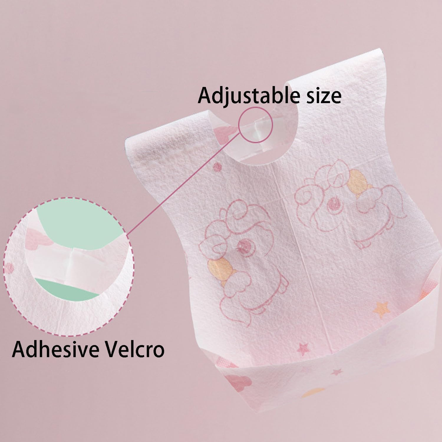 50PCS Disposable Baby Bibs &ndash; Waterproof Travel Bibs for Girls & Boys with Large Pocket, Adjustable Neck, Leak-Proof Liner, Individually Wrapped for Toddler Feeding image number 2