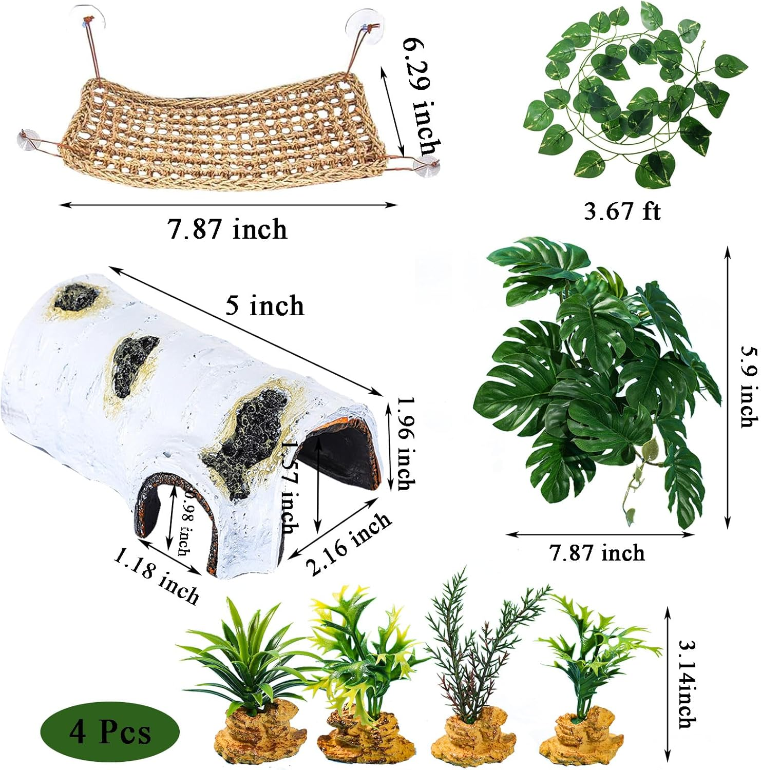 8Pcs Bearded Dragon Tank Accessories,Crested Gecko Tank Accessories,Bearded Dragon Hammock,Gecko Tank Accessories,For Snakes,Chameleon,Bearded Dragon image number 4