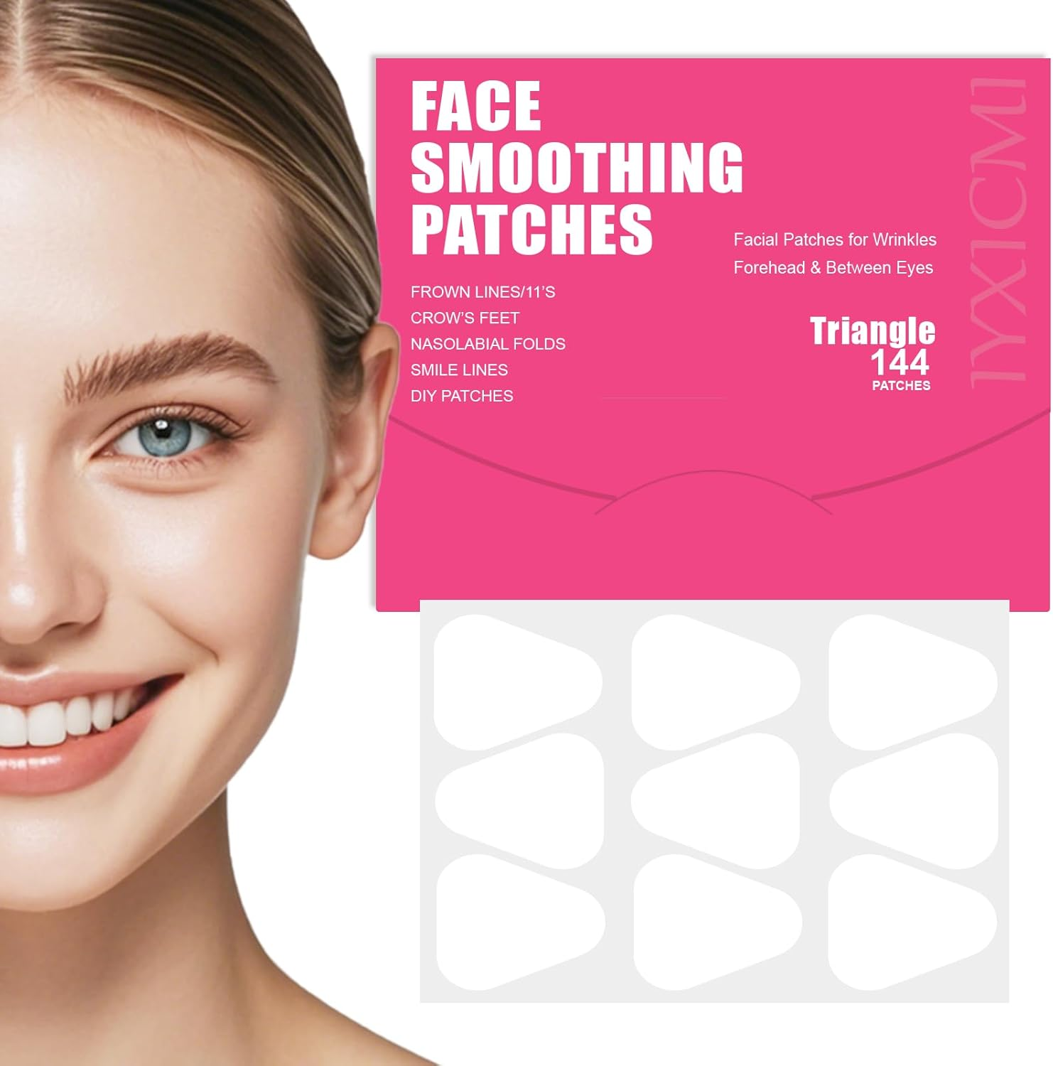 Wrinkle Patches - 144 PCS Forehead Wrinkle Patches, Face Tape for Smoothing 11'S, Eye, Mouth, Fine Lines - Forehead & between Eyes Overnight Use (Clear) image number 6