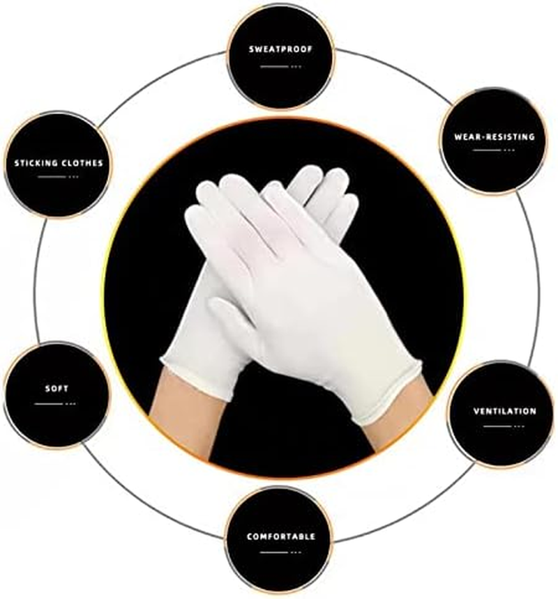 ZFYOUNG 6 Pcs White Moisturizing Cotton Sleep Gloves for Men and Women, Beauty Coin SPA Cloth Gloves image number 6