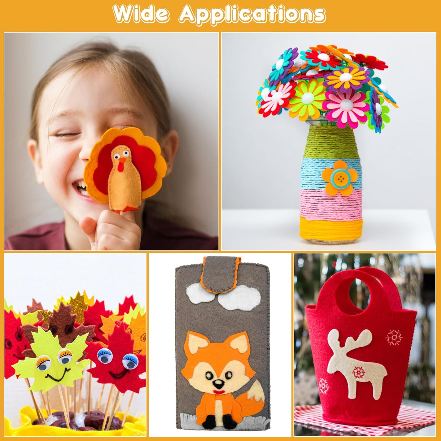 Thin Felt Fabric Sheets, Assorted Colors Stiff Felt Sheets for Crafts DIY Patchwork Sewing Projects Decoration (Stiff 50 Colors, 8&times;12 Inches) image number 2