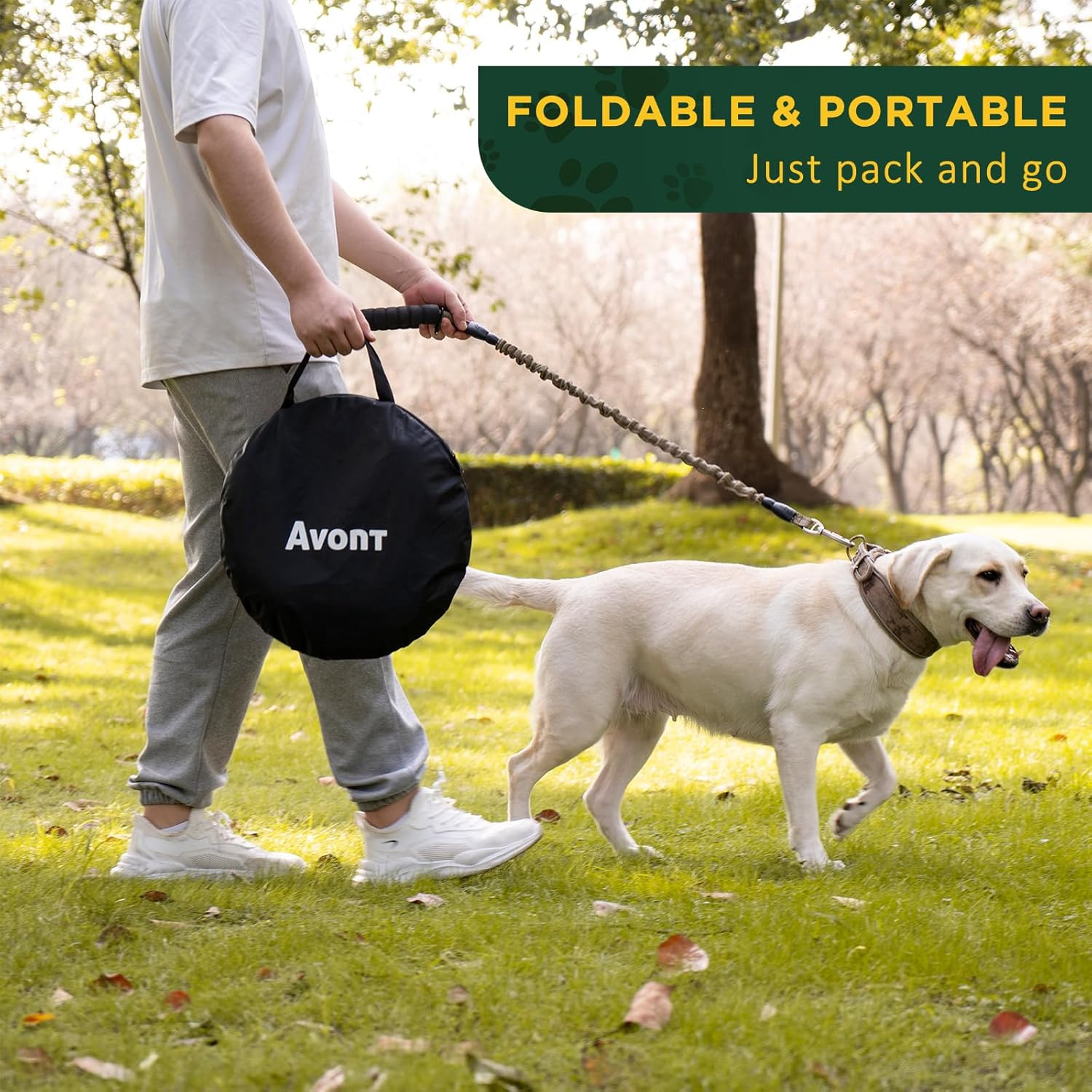 Avont Portable Dog Cat Playpen, Foldable Pop up Pet Play Pen Travel Crate with Floor and Mesh Door Top for Indoor Outdoor Collapsible Tent Cage -S, Orange - Blue image number 5