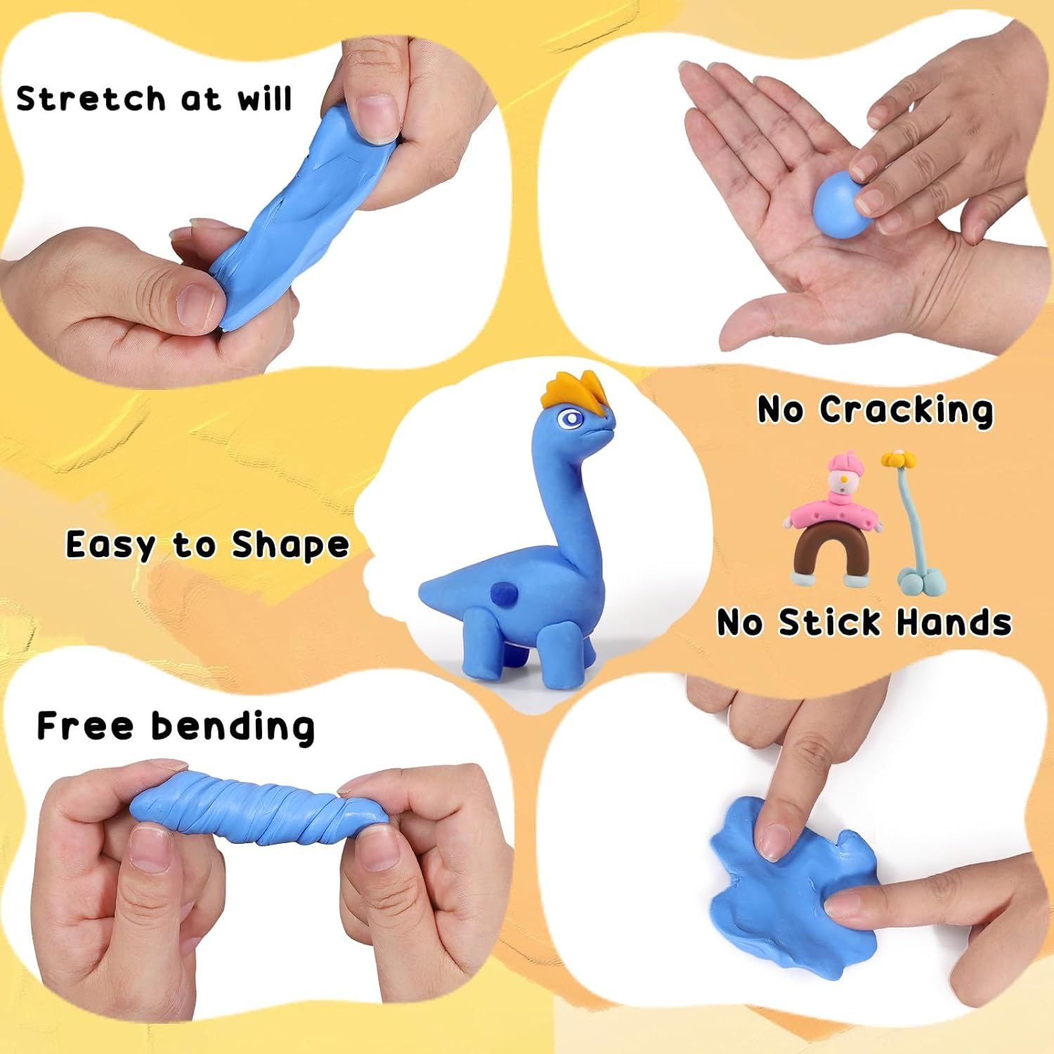 Polymer Clay， Oven Bake Modeling Clay for Kids, DIY Starter Kits Model Clay, Non-Toxic, Non-Sticky,With Sculpting Tools, Ideal for Children and Artists