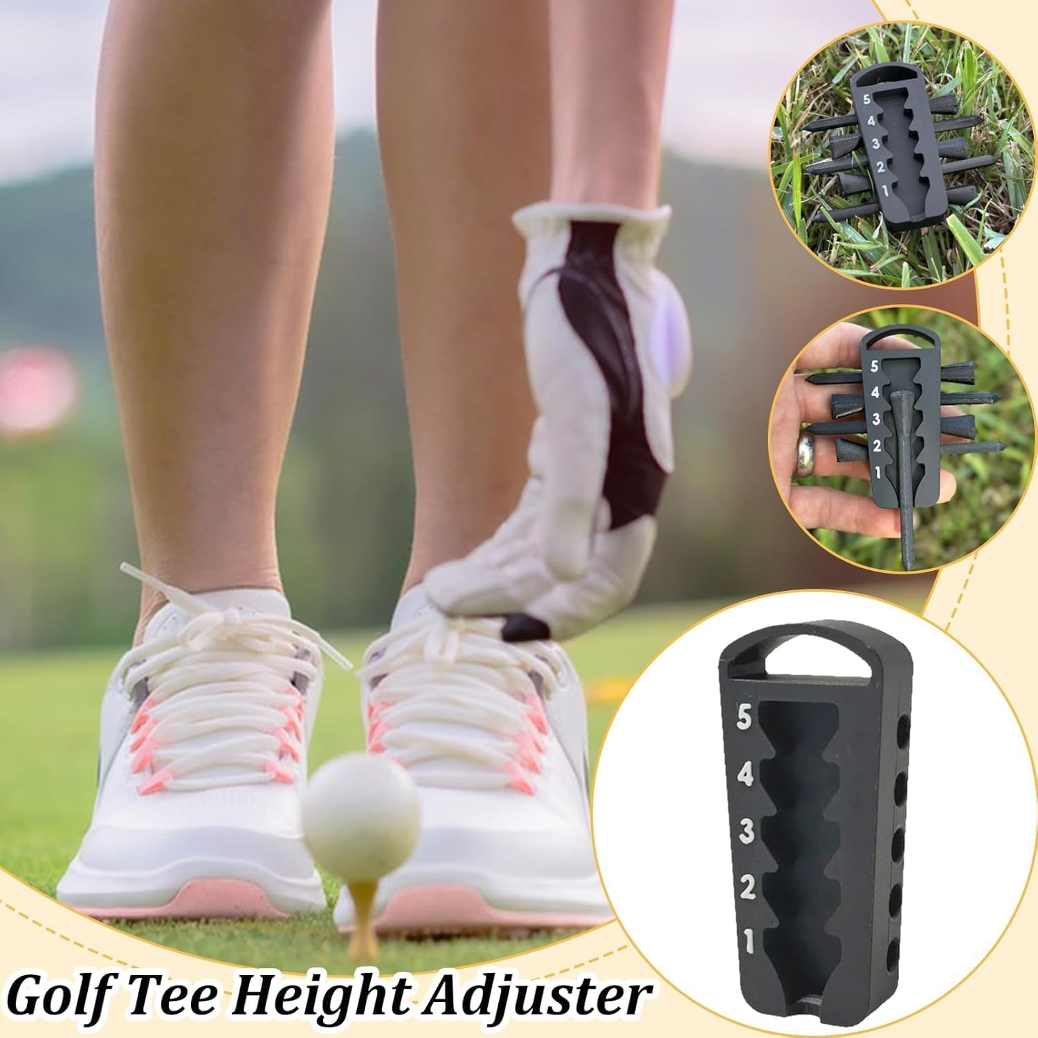 Ksngtixe 1PC Golf Tee Height Tool, Adjustable Tee Lifter & Swing Trainer for Driving Range, Chipping & Bunker Practice, 1.26X2.8X0.59 Inches Compact Design, Consistent Ball Setup Aid image number 3