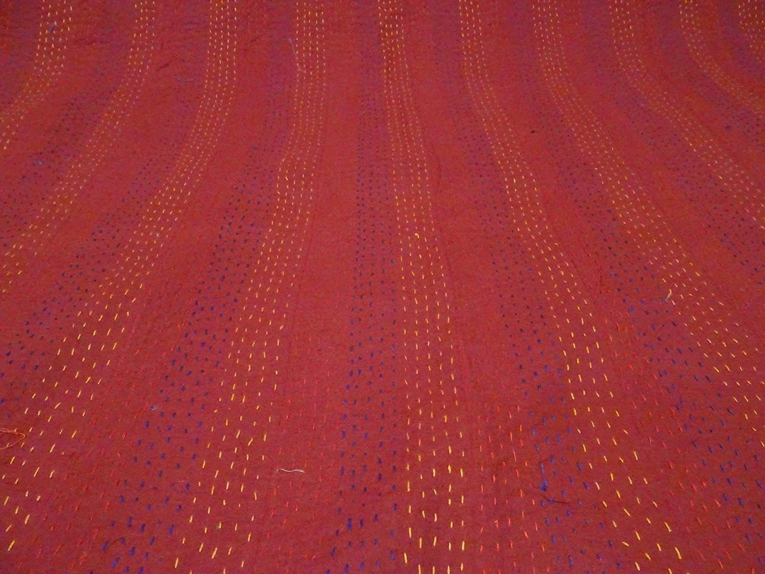 Indian Quilt -Vintage Quilt Old Patola Indian Silk Sari Kantha Quilted Patchwork Bedspread Bohemian Kantha Throws Silk Patola Quilt, Bed Cover,Size 90" X 108" (Multi) image number 2