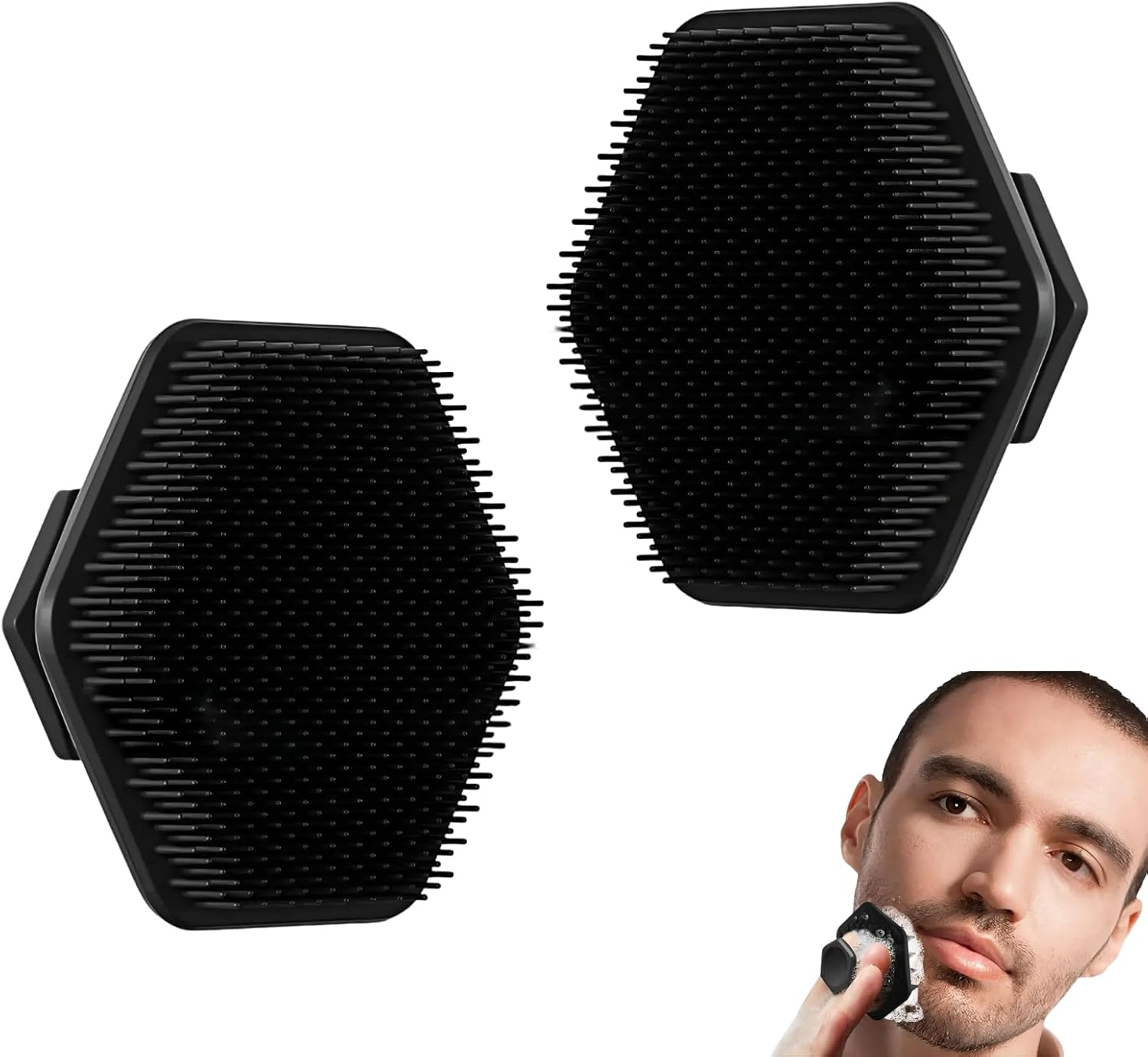 2Pcs Men&rsquo;S Face Scrubber Silicone Facial Cleansing Brush Set, Gentle Exfoliator Pad E Soft-Touch Massager for Deep Cleaning, Removes Dead Skin, Ideal Grooming Accessory for Men&rsquo;S Skincare Routine image number 4
