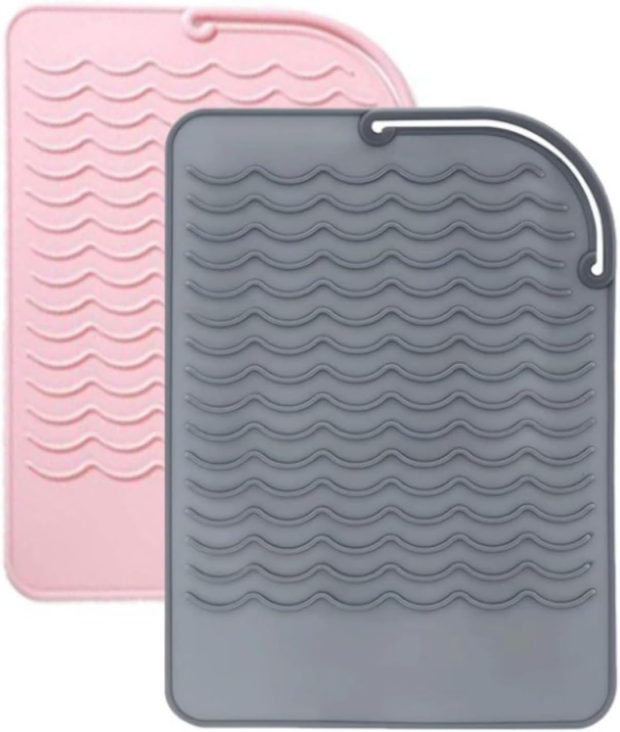 2 Pcs Silicone Heat-Resistant Pads,Portable Insulation Pads,Vanity Accessories,Suitable for Curling Irons and Straighteners (Gray+Pink) image number 4